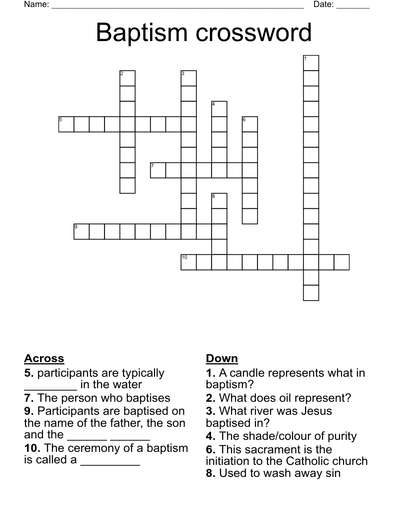 Baptism crossword