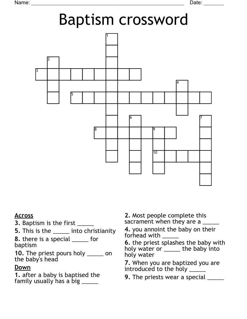 Baptism crossword