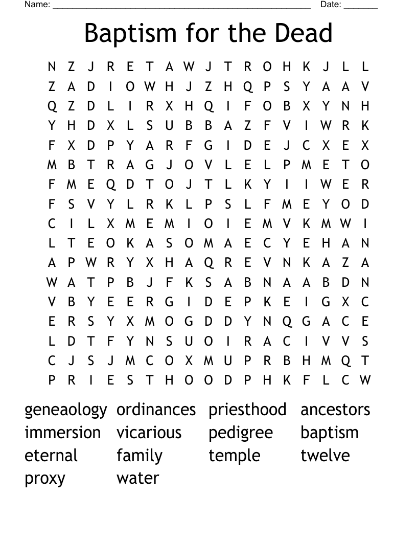 Baptism for the Dead Word Search