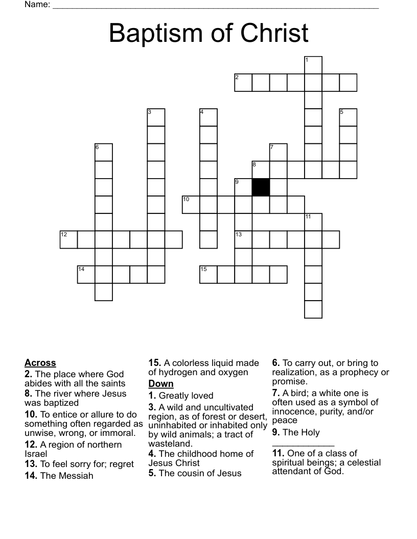 Baptism of Christ Crossword