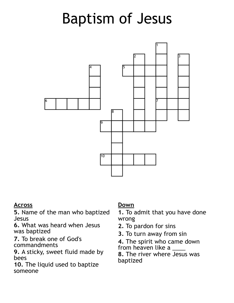 Baptism of Jesus Crossword