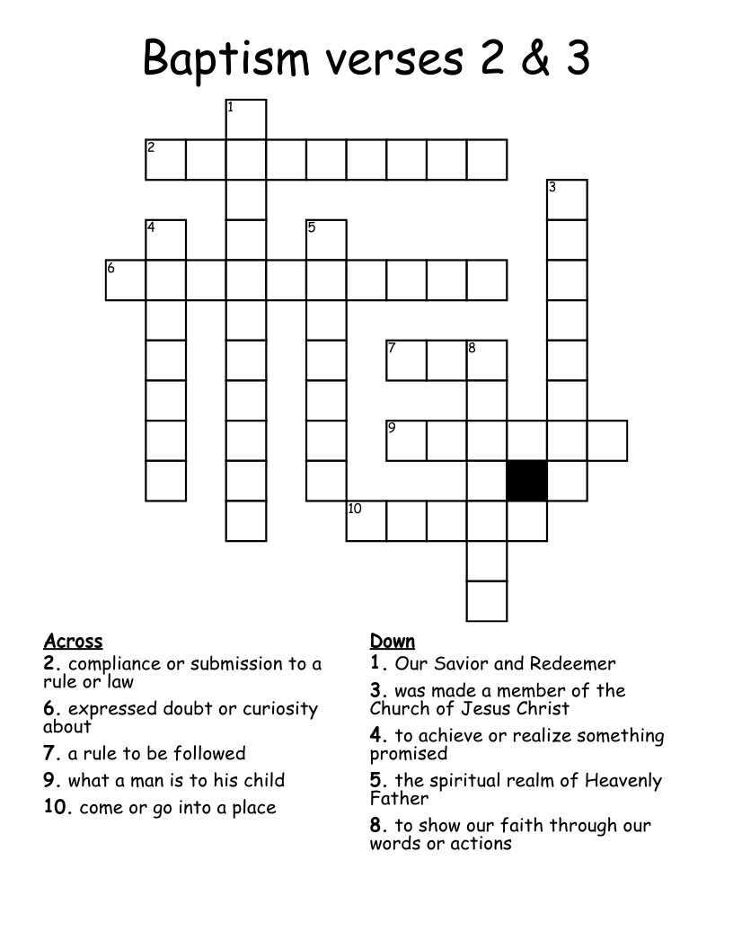 Baptism verses 2 & 3 Crossword