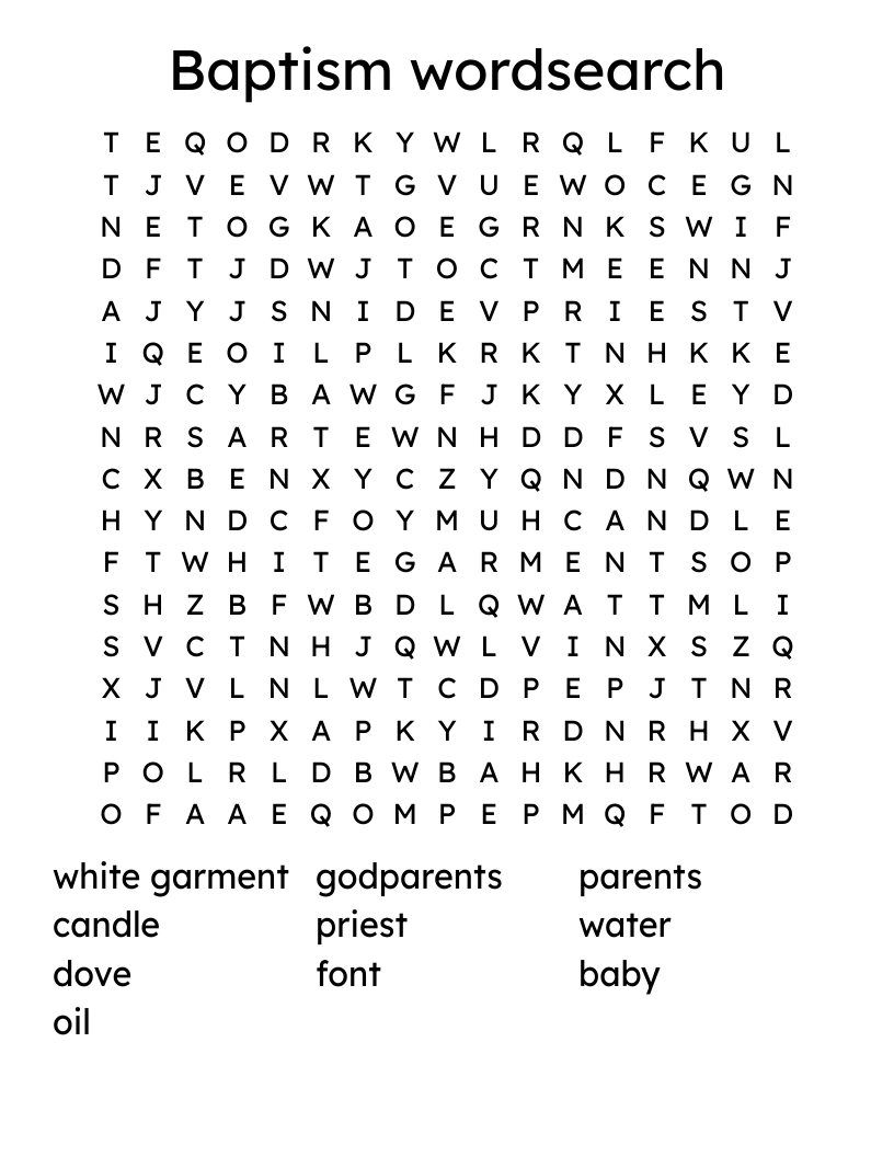 Baptism wordsearch