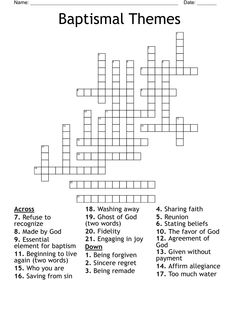 Baptismal Themes Crossword