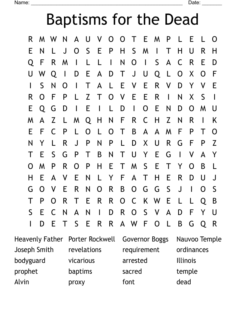 Baptisms for the Dead Word Search