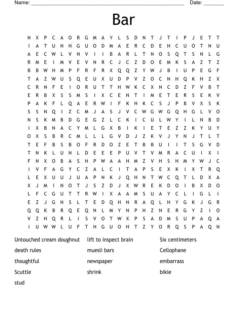 Bar Word Search