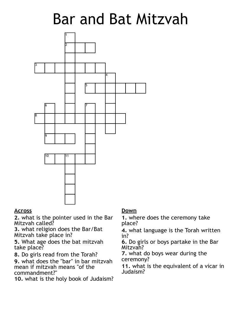 Bar and Bat Mitzvah Crossword
