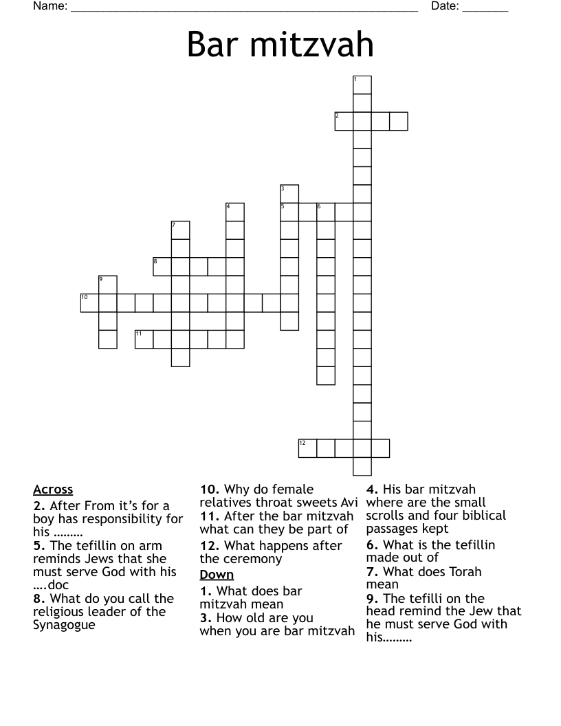 Bar mitzvah  Crossword