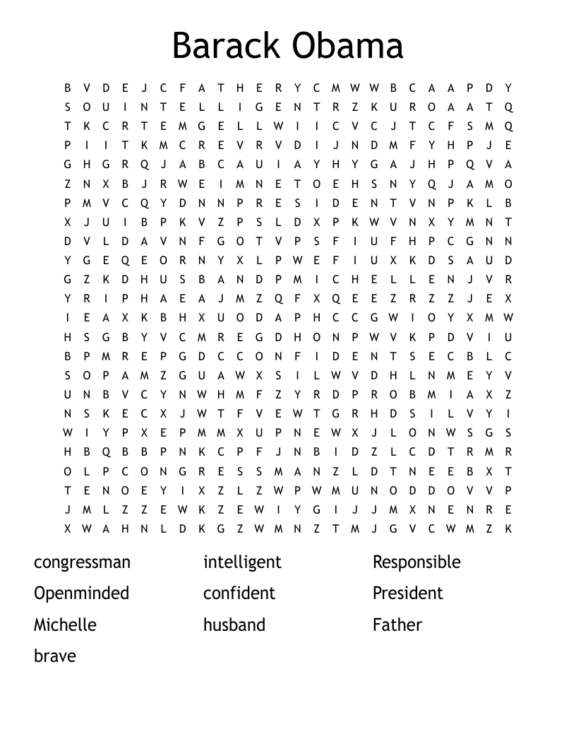 Barack Obama Word Search