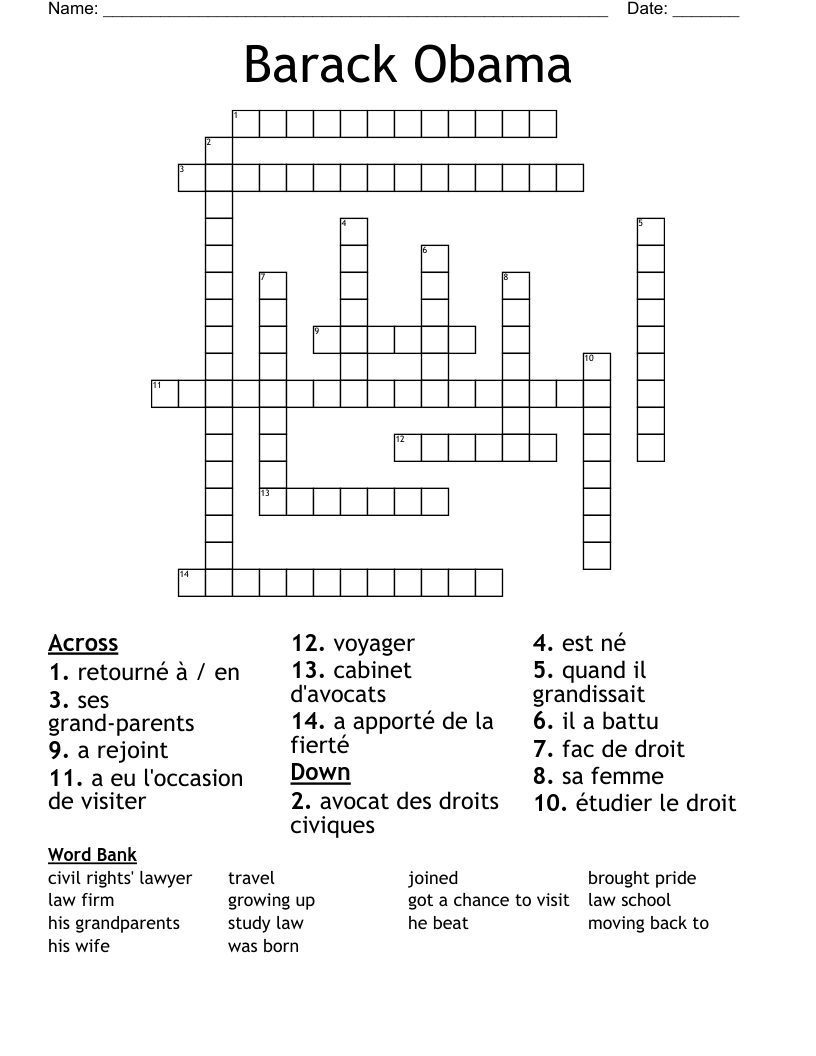 Barack Obama Crossword