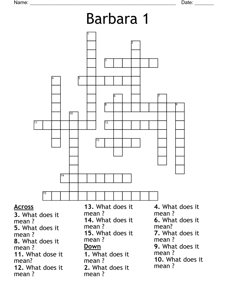 Barbara 1 Crossword
