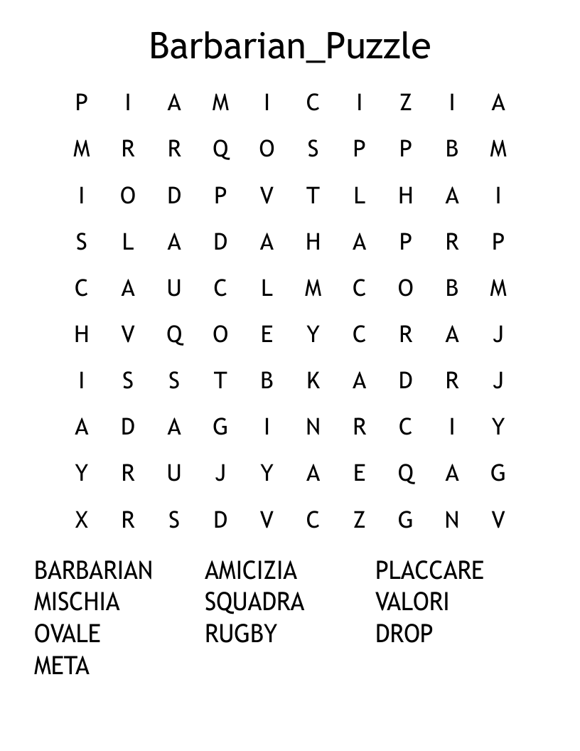 Barbarian_Puzzle Word Search