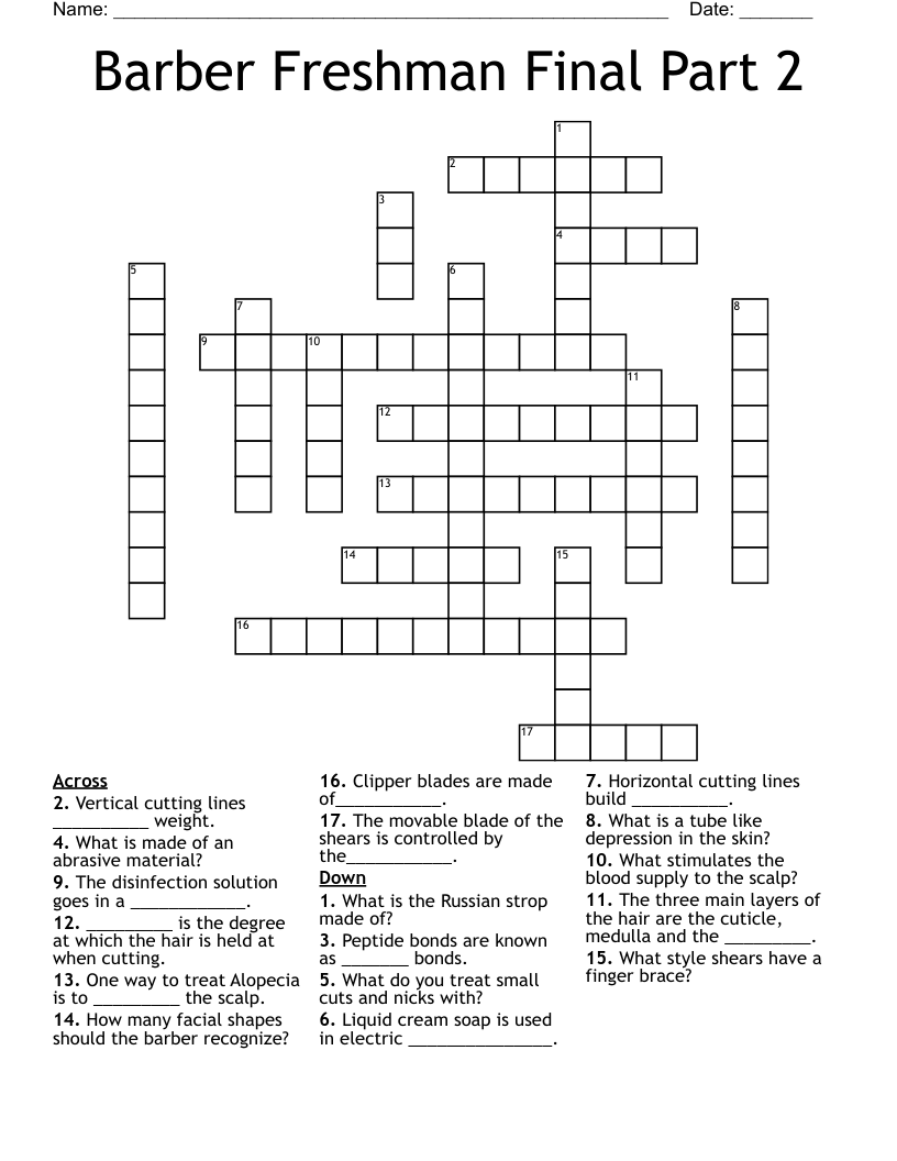 Barber Freshman Final Part 2 Crossword