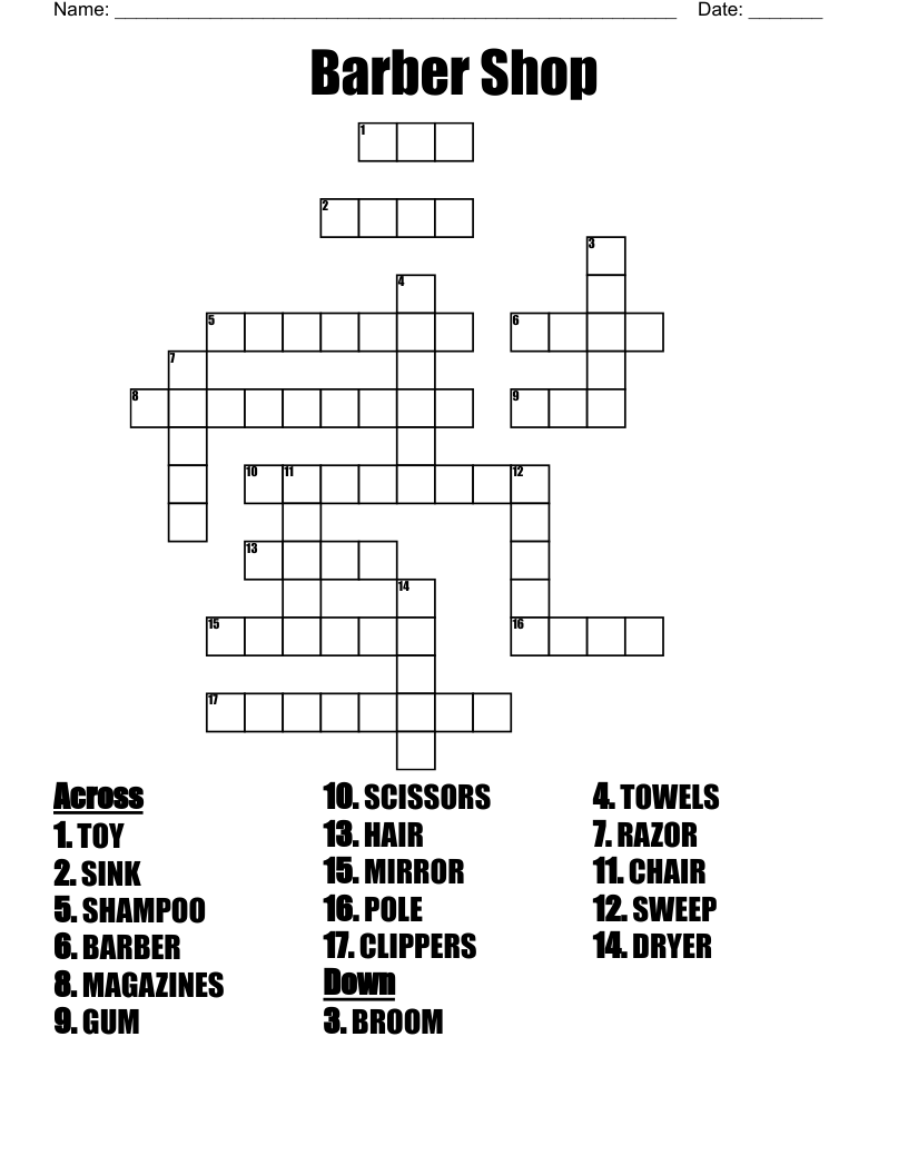 Barber Shop Crossword