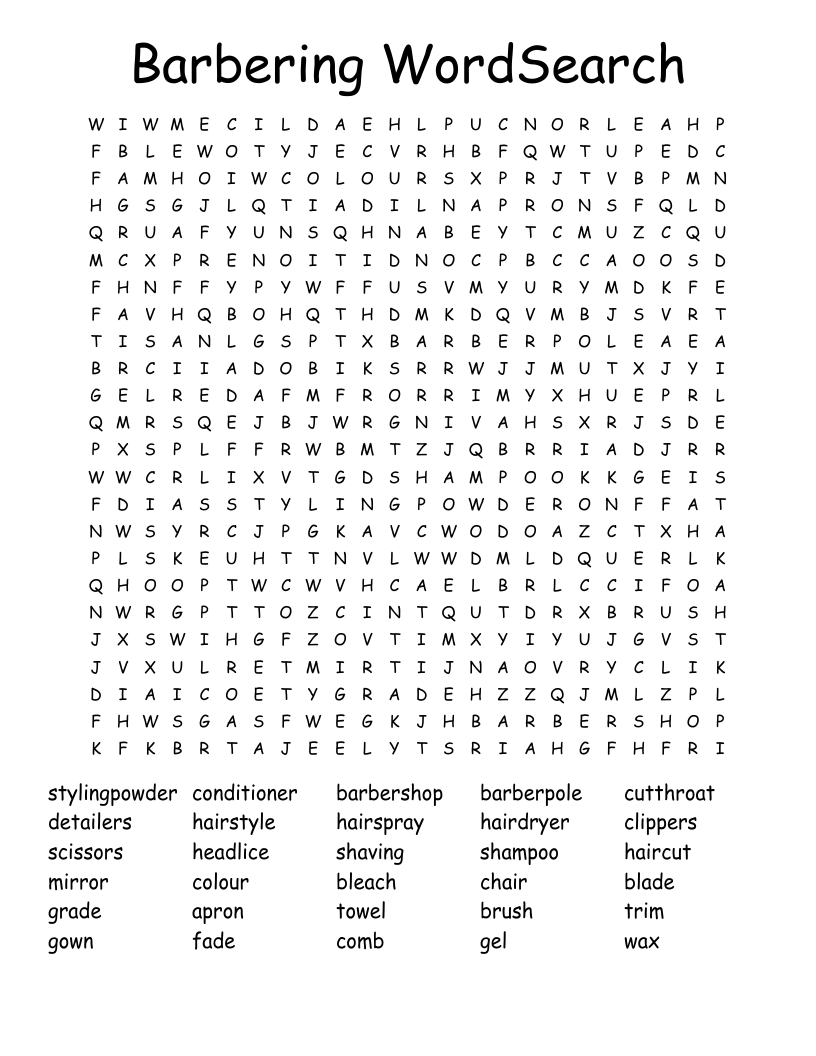 Barbering WordSearch