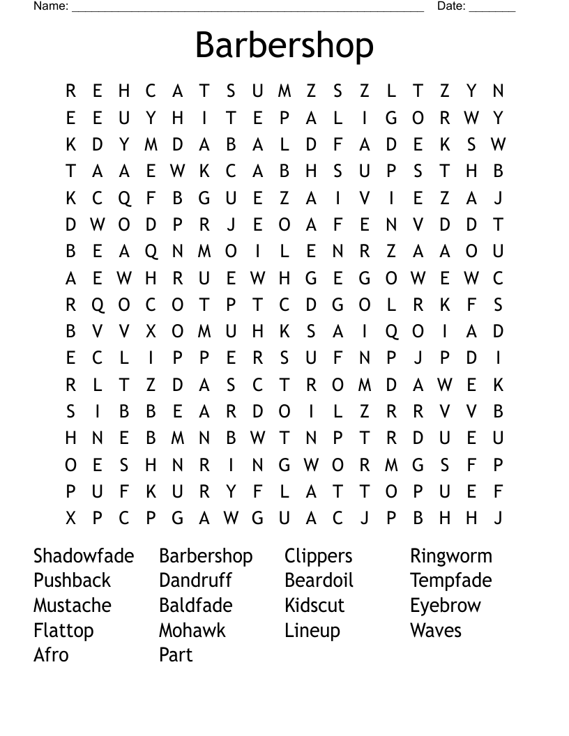 Barbershop Word Search
