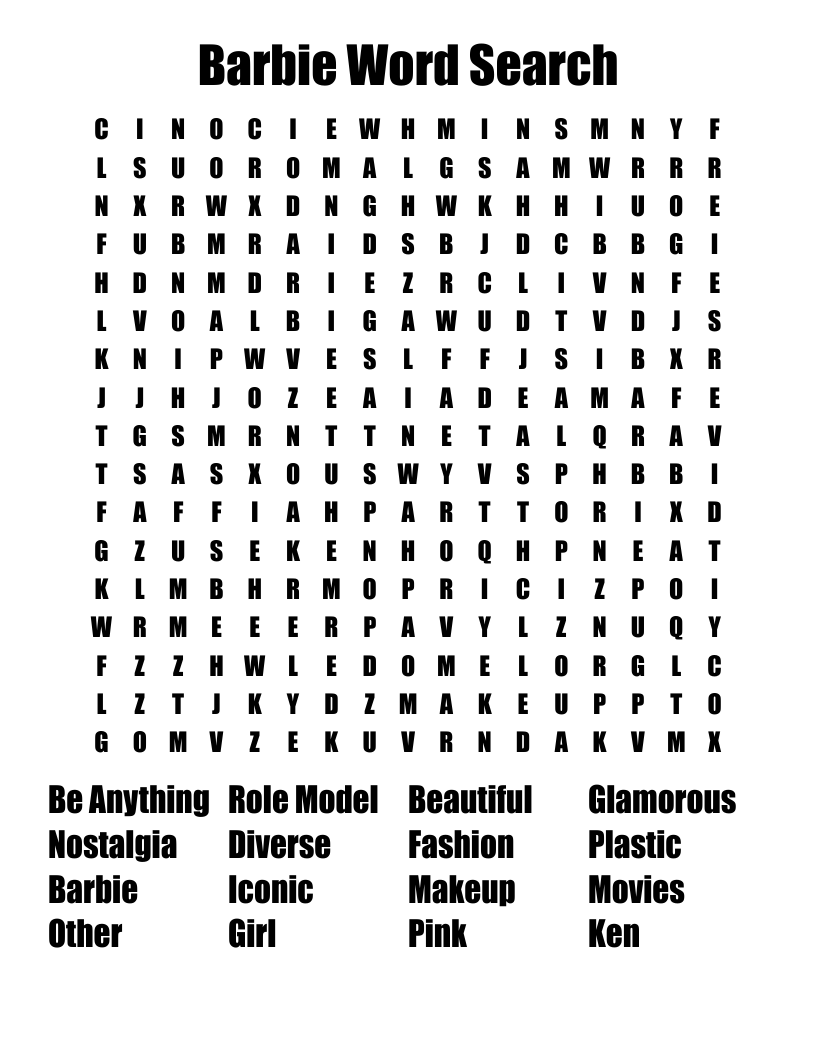 Barbie Word Search