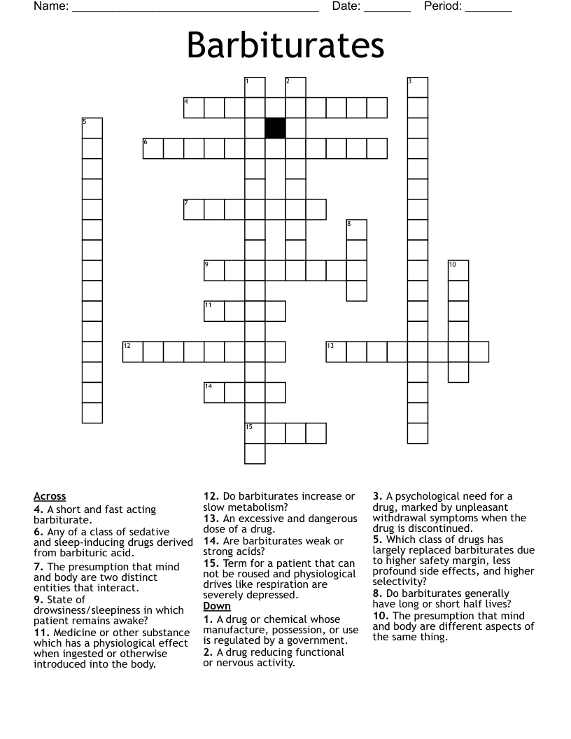 Barbiturates  Crossword