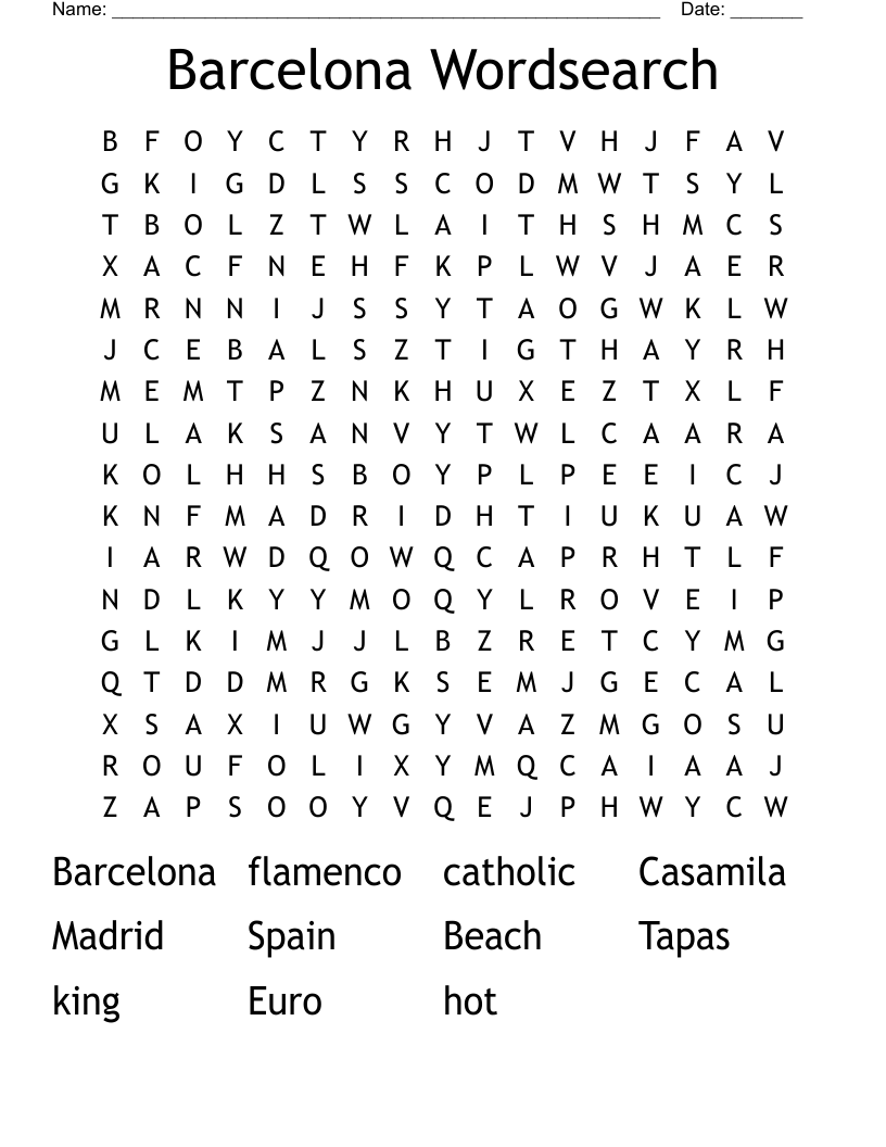 Barcelona Wordsearch
