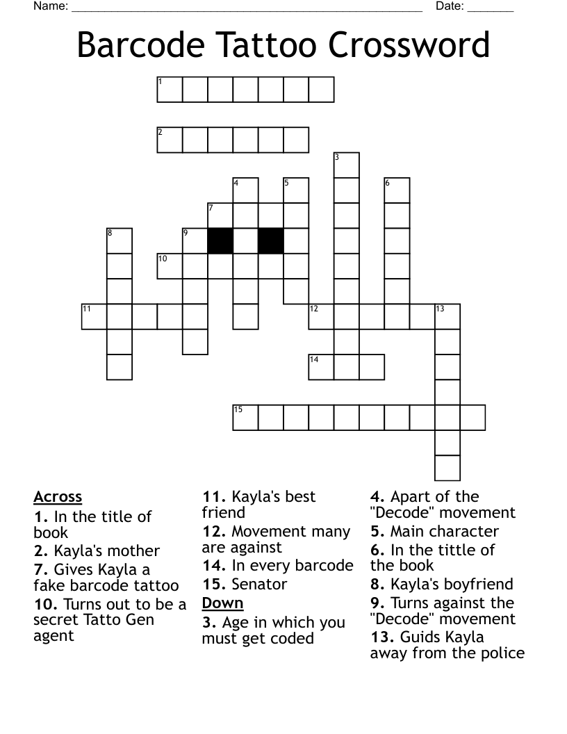 Barcode Tattoo Crossword