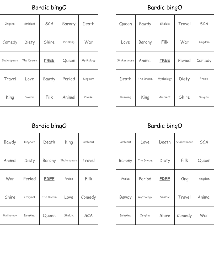Bardic bingO
