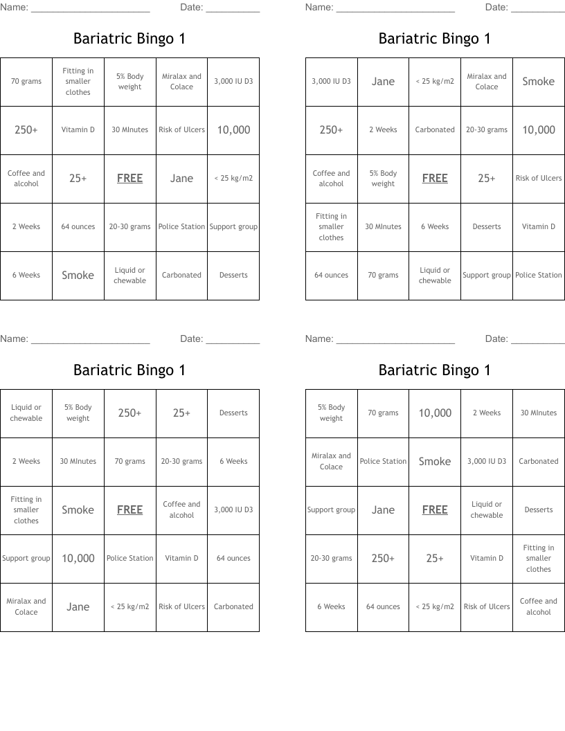 Bariatric Bingo 1