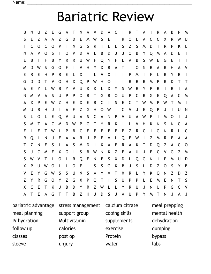 Bariatric Review Word Search