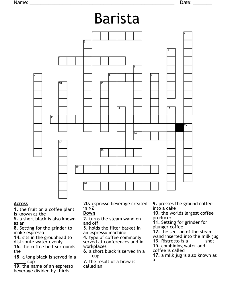 Barista  Crossword