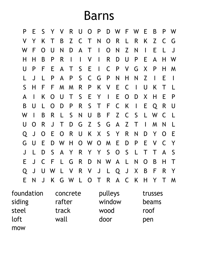 Barns Word Search