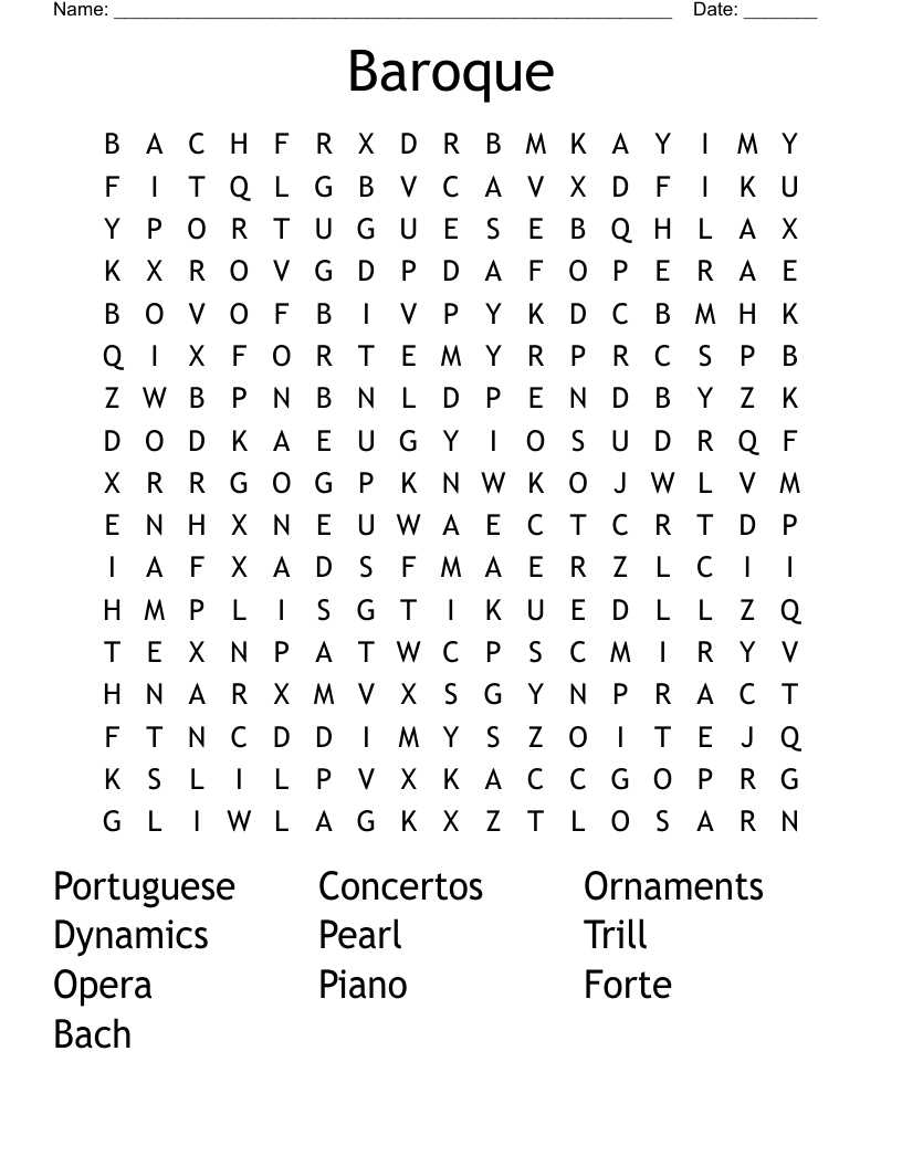 Baroque Word Search