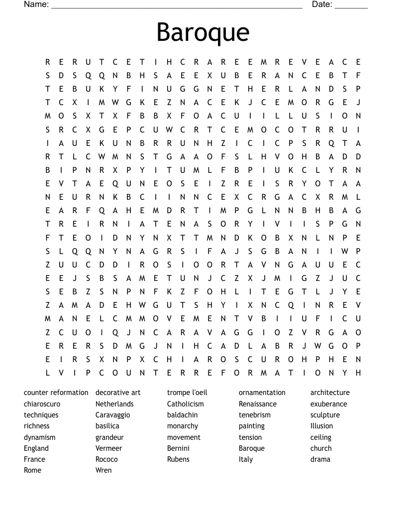 Baroque Word Search