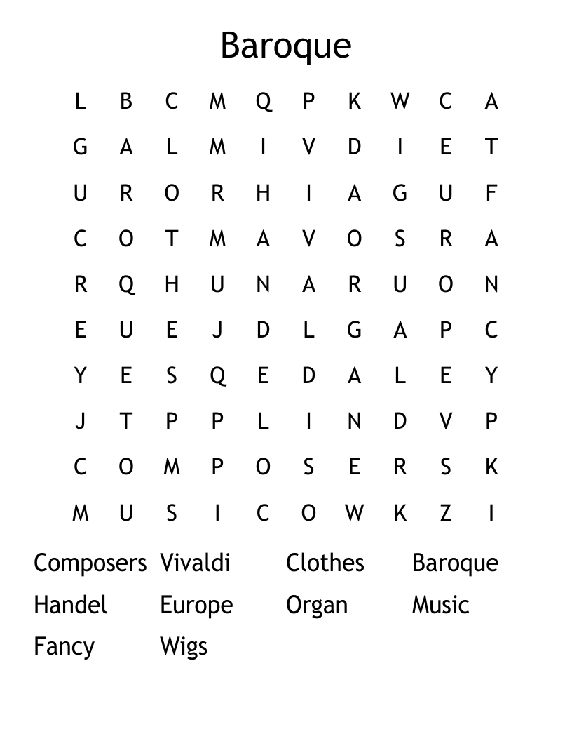 Baroque Word Search