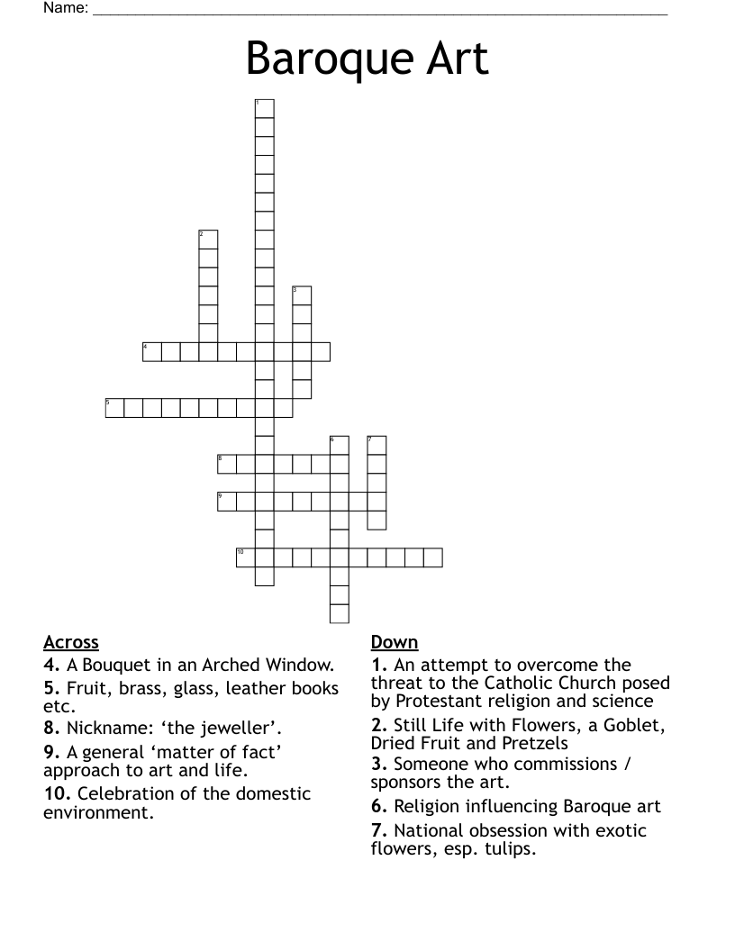 Baroque Art Crossword
