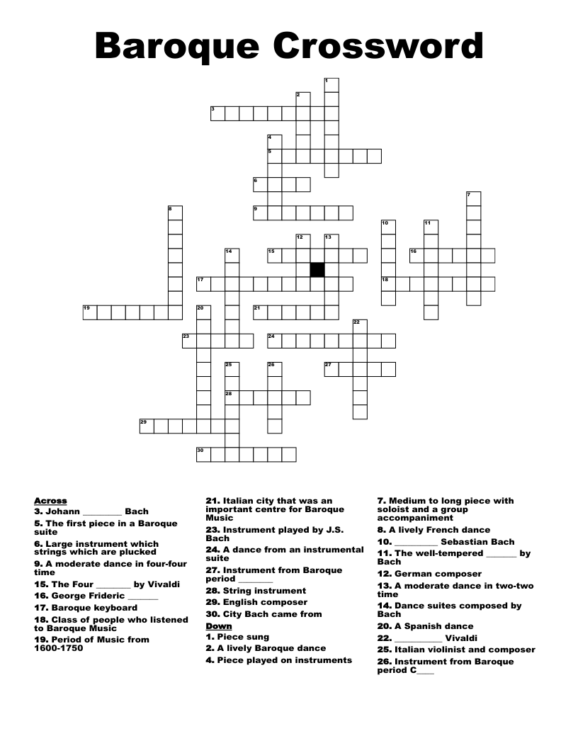 Baroque Crossword