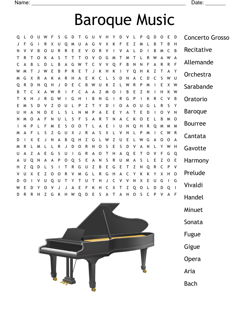 Baroque Music Word Search