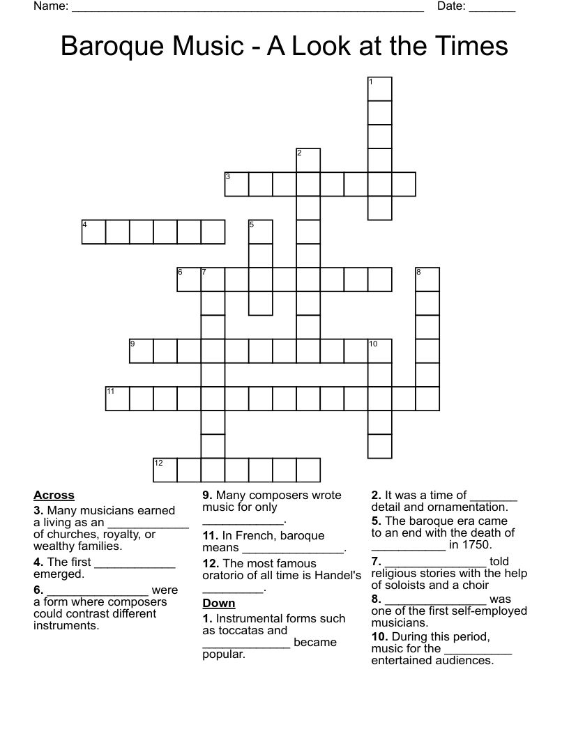 Baroque Music - A Look at the Times Crossword