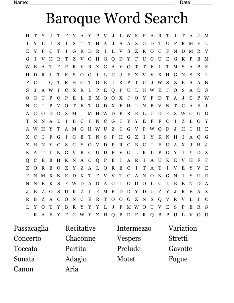 Baroque Word Search