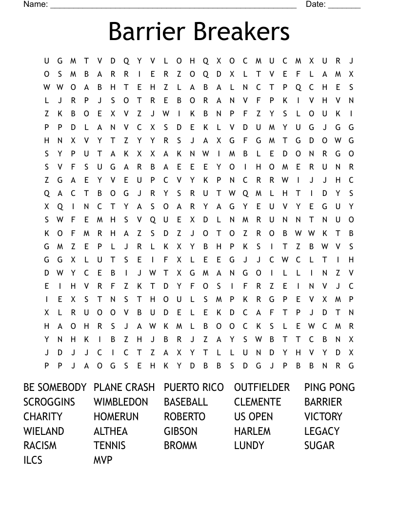 Barrier Breakers Word Search
