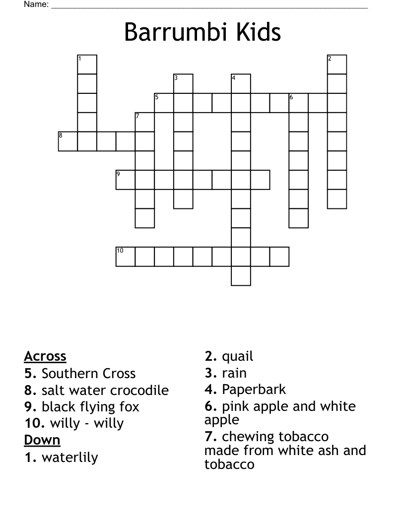 Barrumbi Kids Crossword