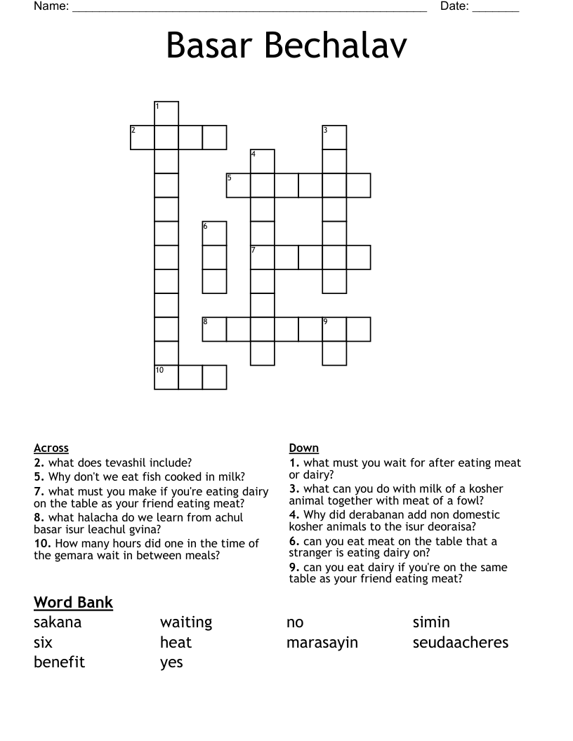 Basar Bechalav Crossword