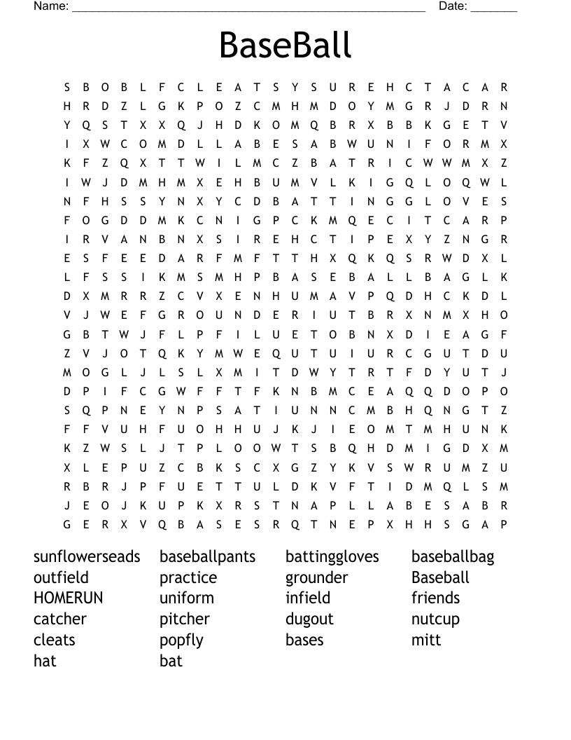 BaseBall Word Search