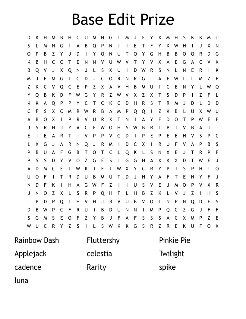 Base Edit Prize Word Search