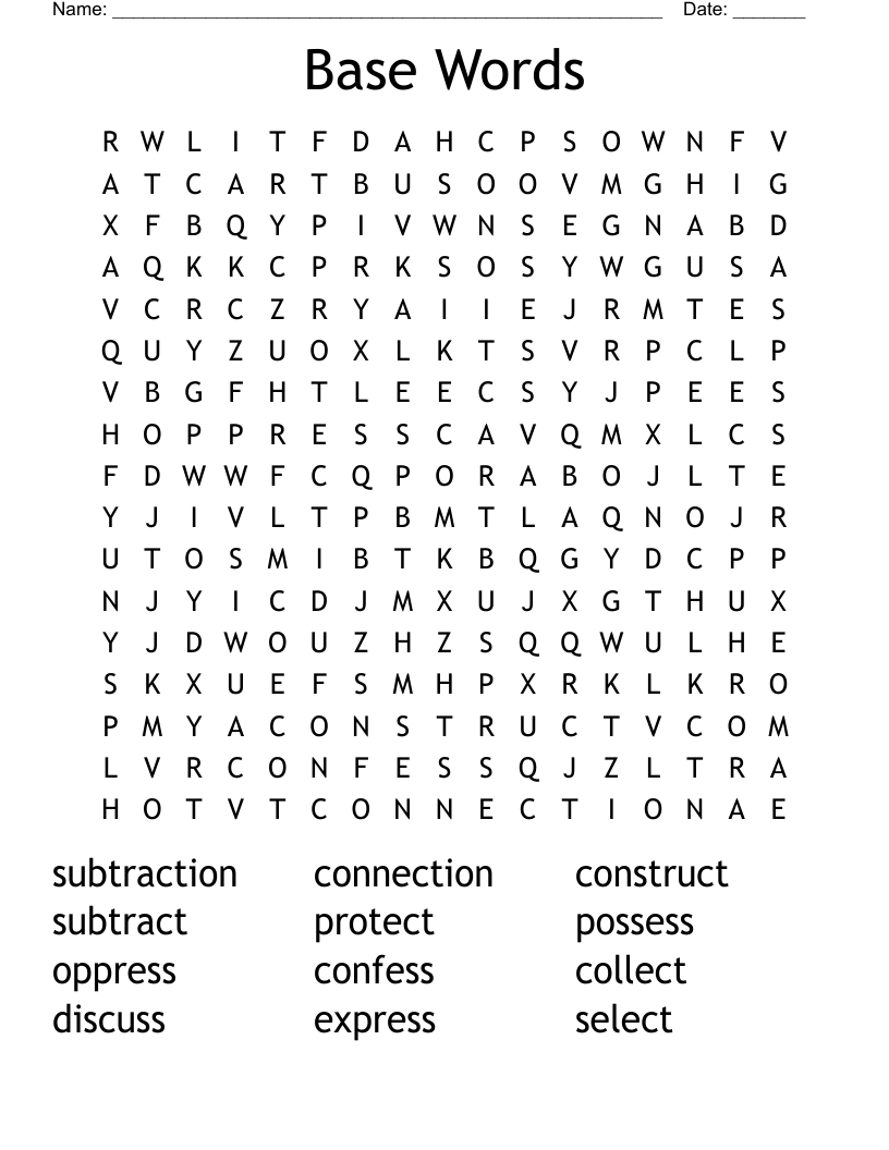 Base Words Word Search