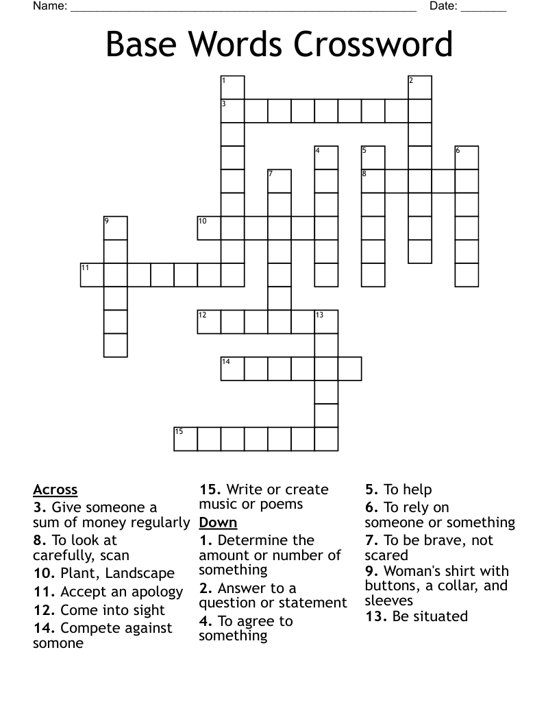 Base Words Crossword