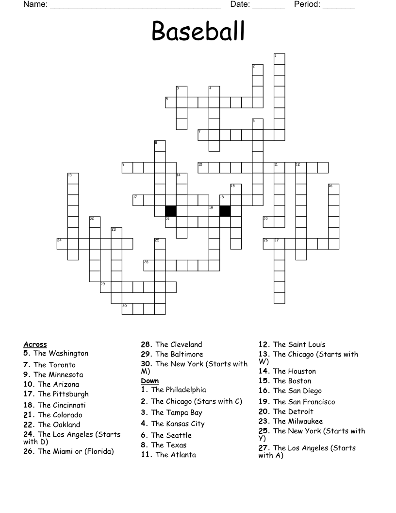 Baseball Crossword