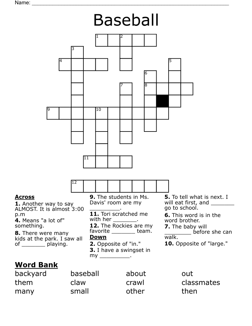 Baseball Crossword