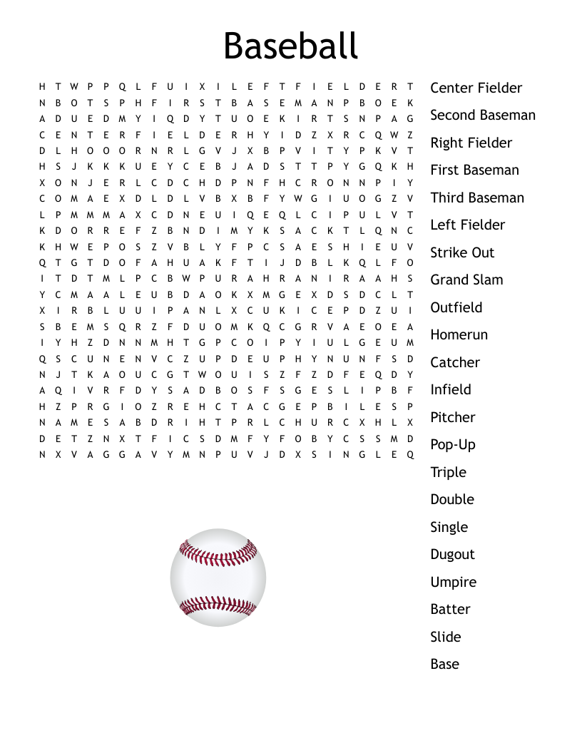 Baseball Word Search