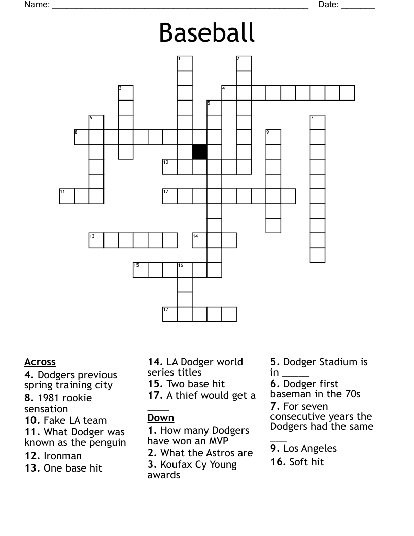 Baseball Crossword