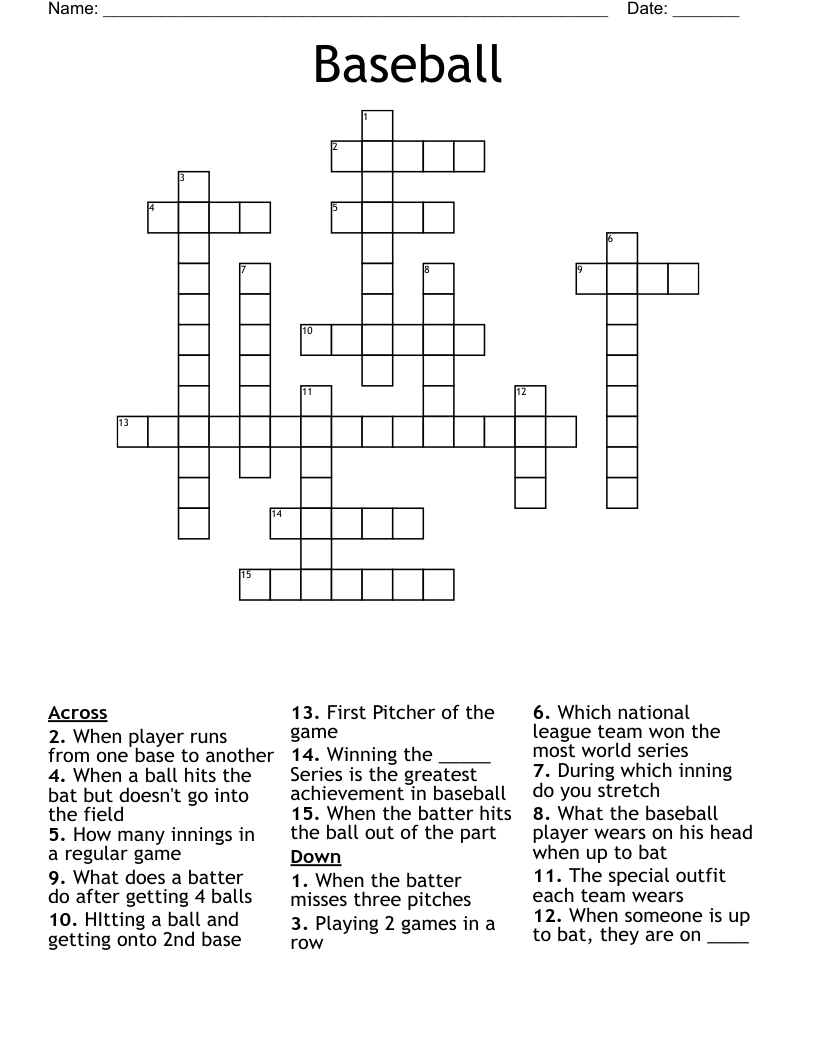 Baseball Crossword