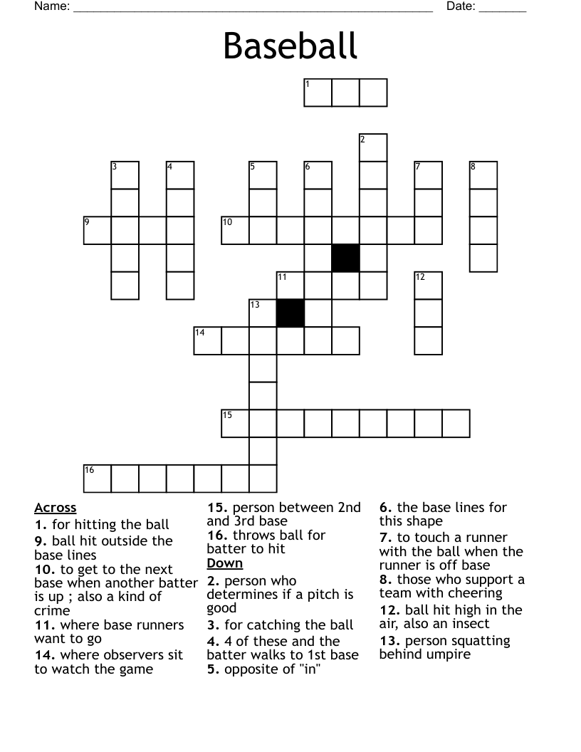 Baseball Crossword